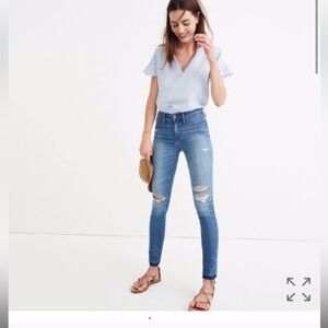 👖 Madewell 9” High Rise Winifred Wash Chewed Hem Destroyed Denim Jean Sz 28/30